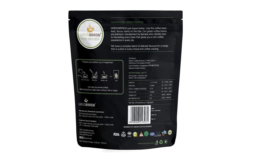 GreenBrrew Costa Rica Garcinia Cambogia   Pack  30 grams